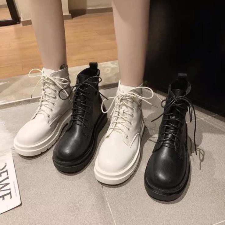 Boots Martin Ulzzang cổ ngắn đế cao 5cm / Giày boots cổ ngắn đan dây hàn quốc