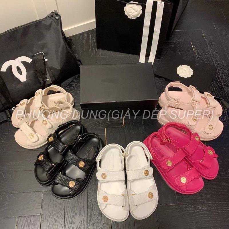 Sandal nữ, sandal Cn Quai Ngang Trần Chỉ Super fullbox bill túi giấy