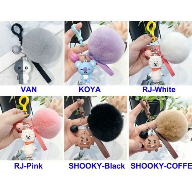Móc khoá cục bông BT21 loại to