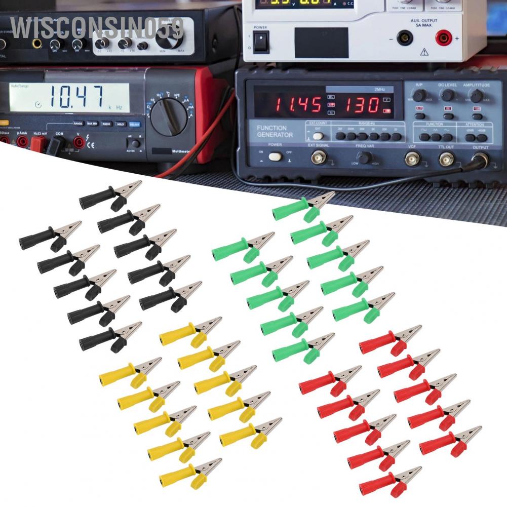 10 chiếc Kẹp cá sấu cách điện 5mm Thử nghiệm lỗ mở bằng đồng nguyên chất với giắc cắm 4mm để thử nghiệm