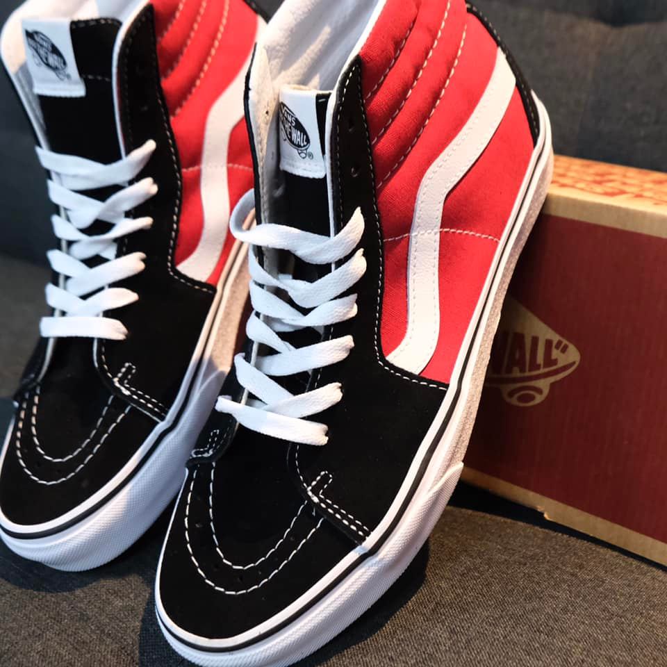 (𝗖𝗵𝗶́𝗻𝗵 𝗵𝗮̃𝗻𝗴) Giày VANS SK8 Bred Black/Red - (Giày có tem - box ko tem)