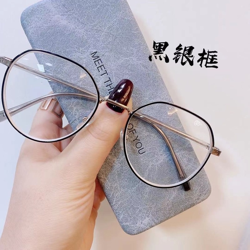 (KIQI-FASHION) COD Kính Gọng Kim Loại Tròng Đa Giác Chống Ánh Sáng Xanh Phong Cách Cổ Điển Thời Trang Cho Nữ