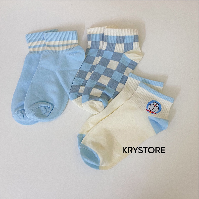 Set tất 5 đôi Doremon cute chất cotton nam nữ Krystore ST01