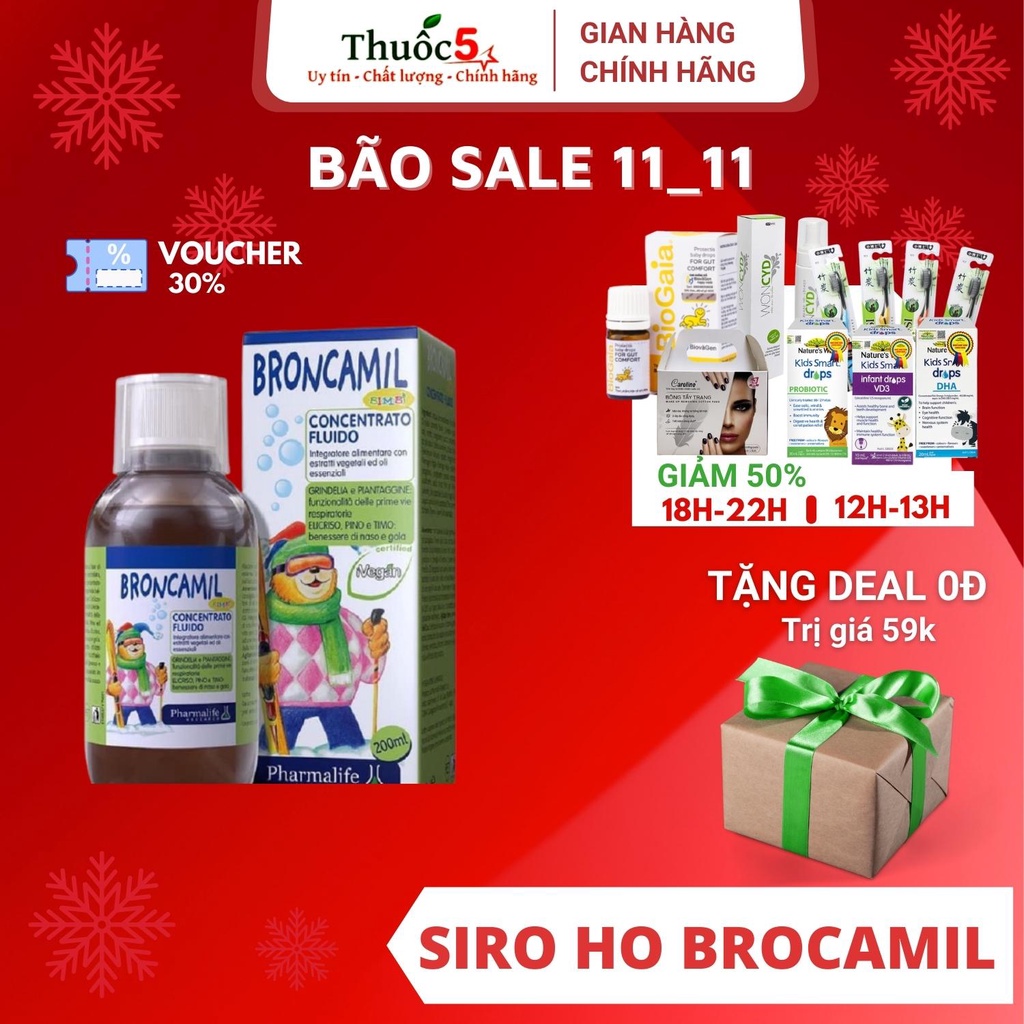 [GIÁ GỐC] Brocamil siro ho cho bé, an toàn cho trẻ sơ sinh (Chai 200ml)