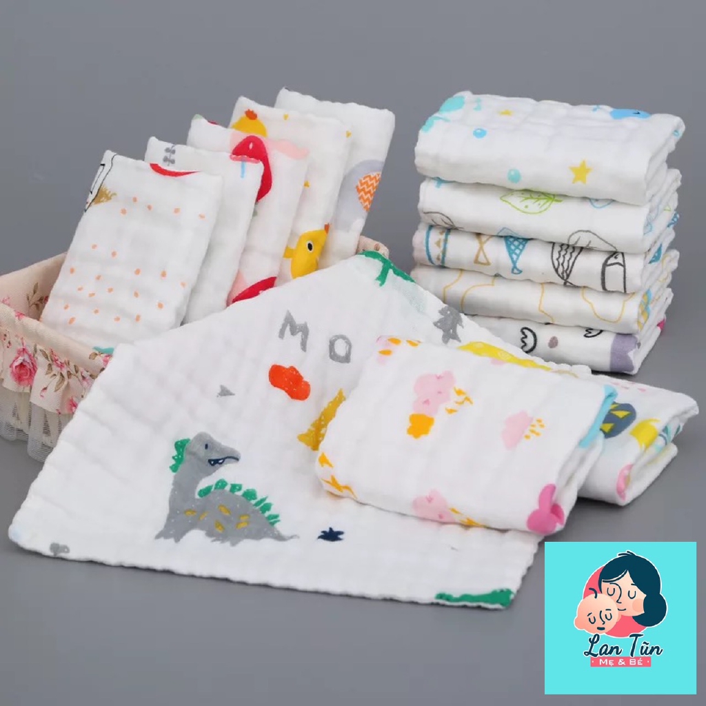 Set 5 chiếc Khăn xô sữa xuất Nhật 6 lớp cho bé