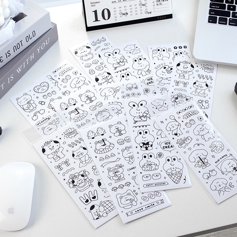 Set 2 Tấm Sticker Dán Trang Trí Hình Động Vật Dễ Thương