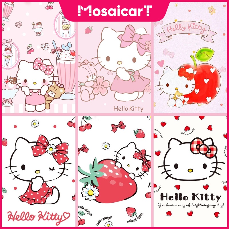 Bộ Tranh Đính Đá 5D Tự Làm Hình Hello Kitty Dễ Thương Kích Thước 30x40cm / 40x50cm