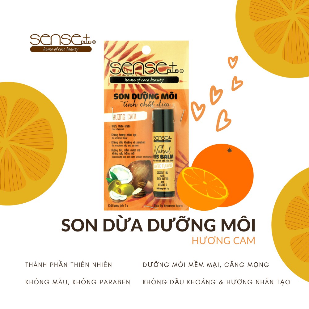 Son dưỡng môi tinh chất dừa Sense Plus Naked Kiss Balm (5g)