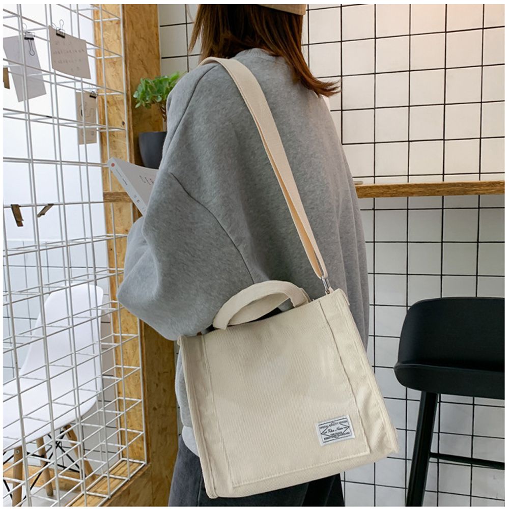 Túi xách đeo vai nhiều màu tùy chọn phối khoá kéo dạng sợi nhung kẻ và canvas thân thiện với môi trường cổ điển cho nữ