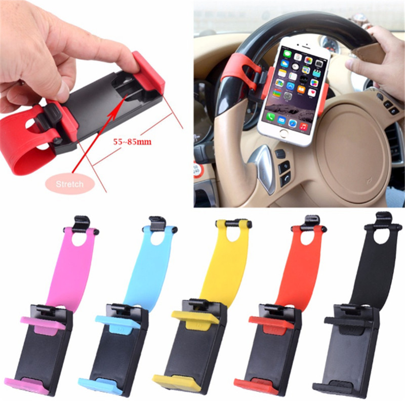 Multifunctional Car Steering Wheel Phone Mount, Universal Cell Phone Stand Holder Cradle Bracket Car Steering Wheel, Bicycle HandleBar Mount Holder Cradle Stand for Cellphone iPhone GPS, 1 pcs