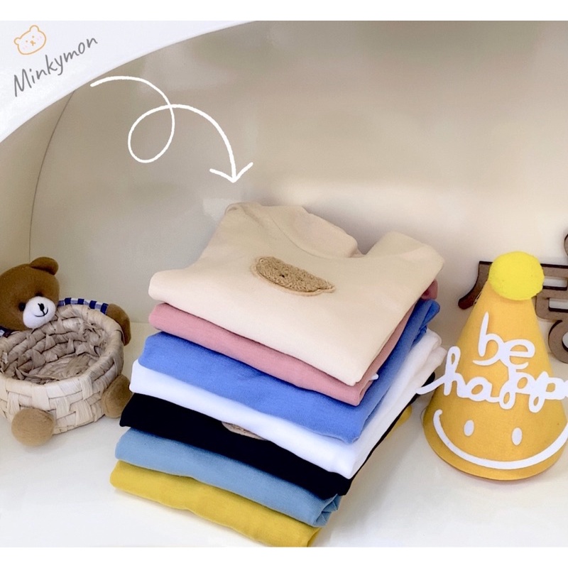 Áo giữ nhiệt cotton len gấu nâu cho bé trai bé gái 7-17kg