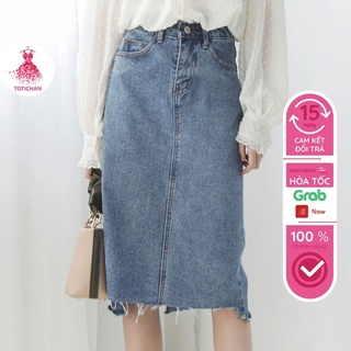 Chân váy jeans midi dáng dài totichan cv02