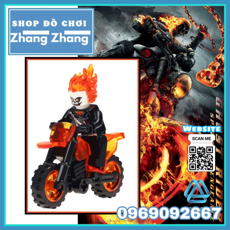 Đồ chơi Xếp hình Ghost Rider Ma tốc độ và xe máy lửa Minifigures WM298 DA030