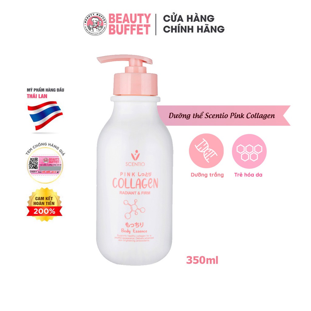 Tinh chất dưỡng trắng và sáng mịn da Beauty Buffet Scentio Pink Collagen Body Essence 350ml