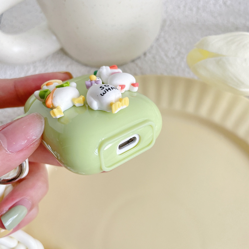 Vỏ Bảo Vệ Hộp Sạc Tai Nghe apple airpods 1/2 pro Bluetooth Bằng tpu Hình Vịt Màu Trắng