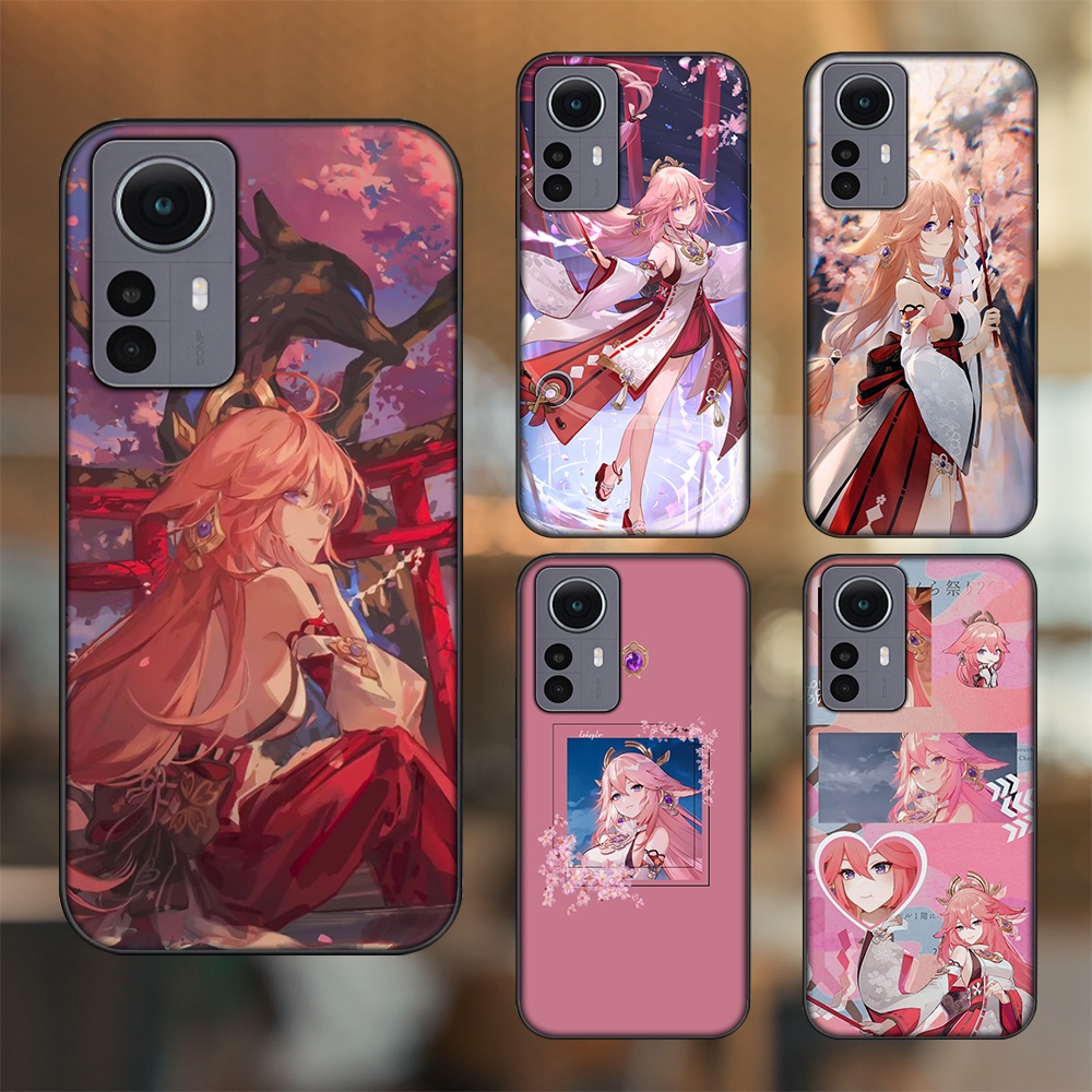 Ốp lưng Xiaomi 12 viền đen in hình Yae Miko Genshin Impact