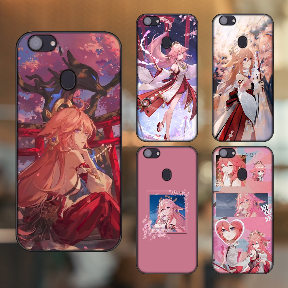 Ốp lưng Oppo F5, F5 Youth, F7 viền đen in hình Yae Miko Genshin Impact