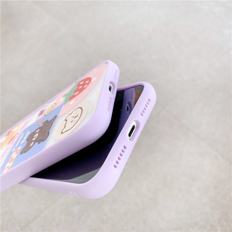 Ốp lưng iphone Flower Bear nhám viền nổi cong 5/5s/6/6plus/6s/6splus/7/7plus/8/8plus/x/xr/xs/11/12/pro/max/plus/promax | BigBuy360 - bigbuy360.vn