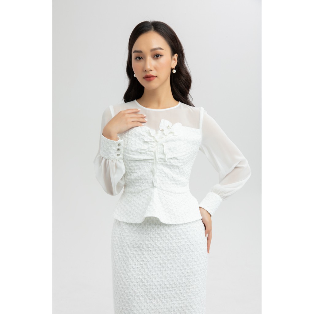 Đầm Peplum dập nổi thiết kế IVY moda MS 48M5865