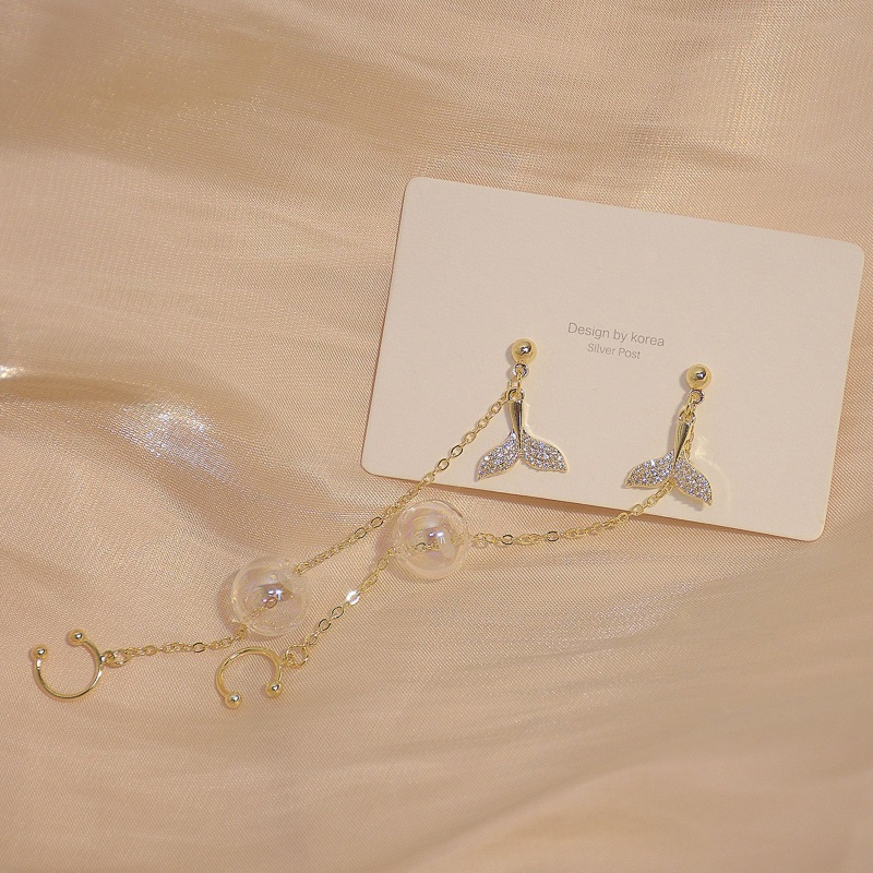 Youyo Khuyên Tai Dạng Hạt Tua Rua Hình Đuôi Cá Voi Vintage Helix Xích Dài Cho Xe Đạp Địa Hình