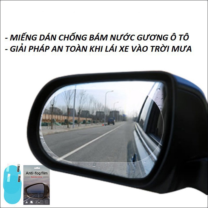 Bộ 2 miếng dán gương, phụ kiện ô tô chống mờ kính khi đi trời mưa kích thước 15x10CM 2