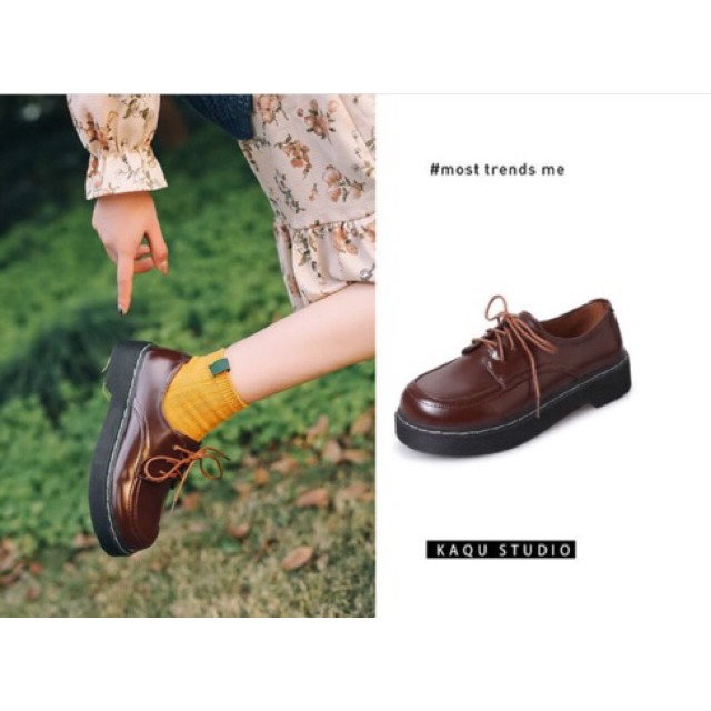 ulzzang [CÓ SẴN] Giày Ulzzang vintage phong cách Nhật đồng phục sinh viên mũi tròn harajuku retro da pu oxford Hàn quốc | BigBuy360 - bigbuy360.vn