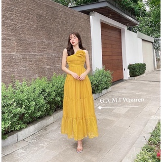 Váy maxi tơ hoa ngực