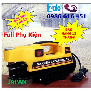 máy rửa xe mini gia đình áp lực 2500w/2.5kw+ dây 15m+Bình Xà Phòng