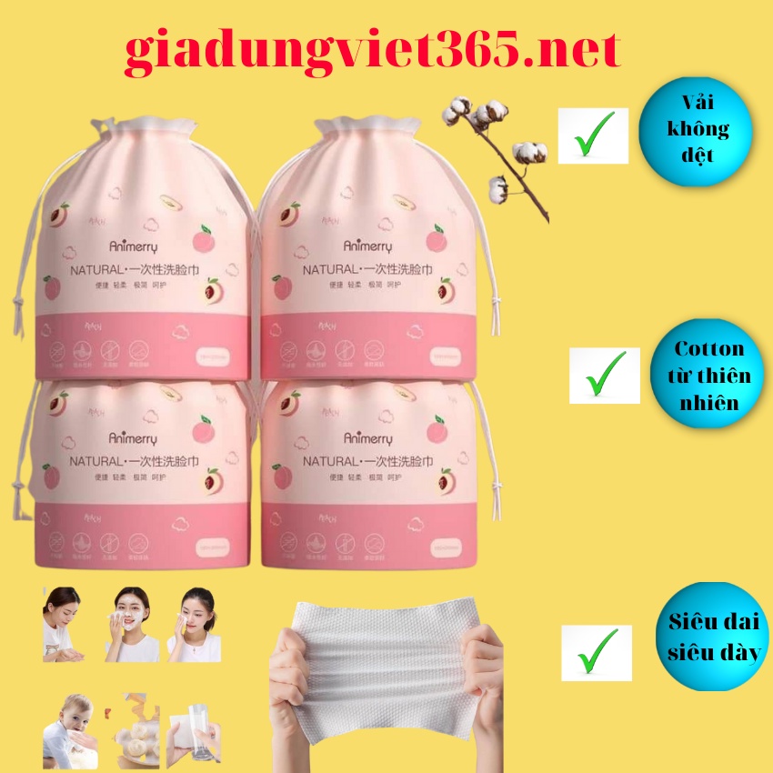 Khăn Lau Mặt Khô Animerry Dùng 1 Lần, Giấy Đa Năng Không Mùi Tiện Lợi Không Gây Kích Ứng Cuộn 40 Khăn