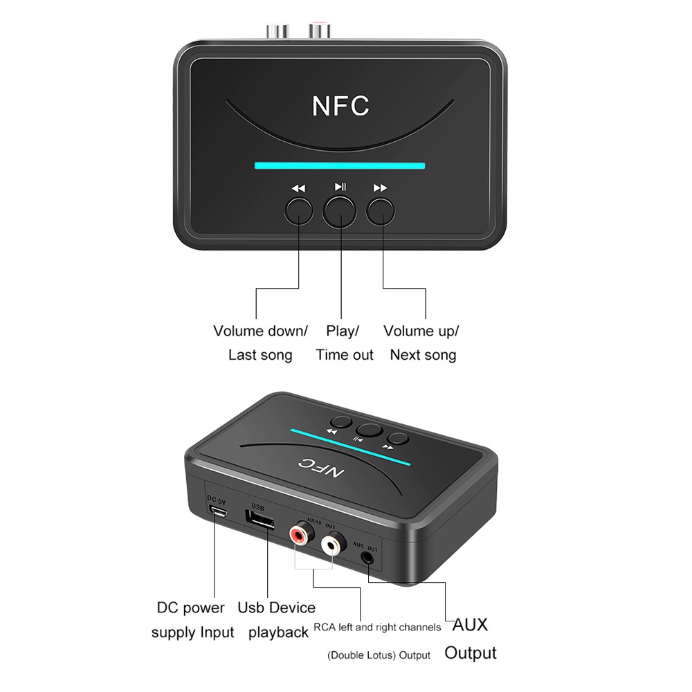 Bộ Thiết Bị Khuếch Đại Âm Thanh RCA Bluetooth 5.0 NFC 3.5m Kèm Điều Khiển Từ Xa