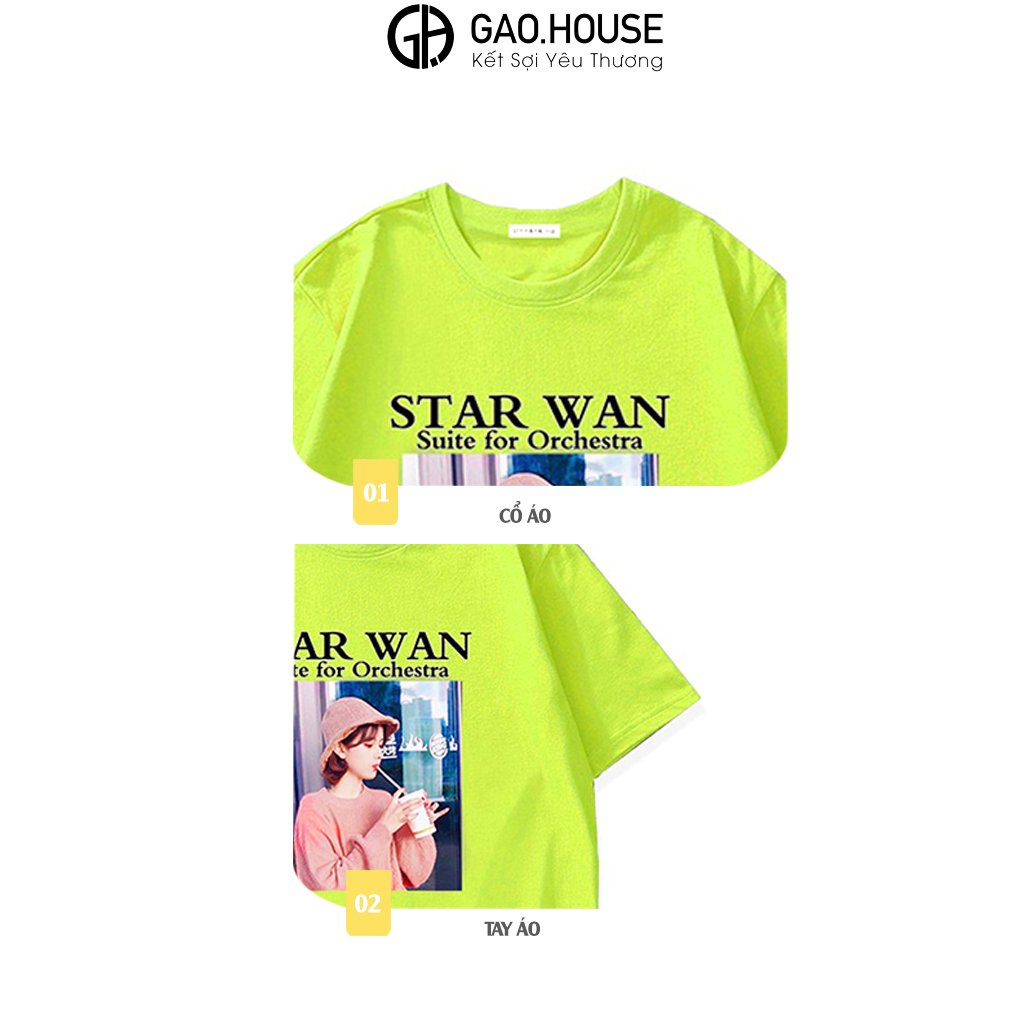 Áo thun bé gái Gạo House cotton 4 chiều co giãn cộc tay cổ tròn họa tiết Cô gái (T13)