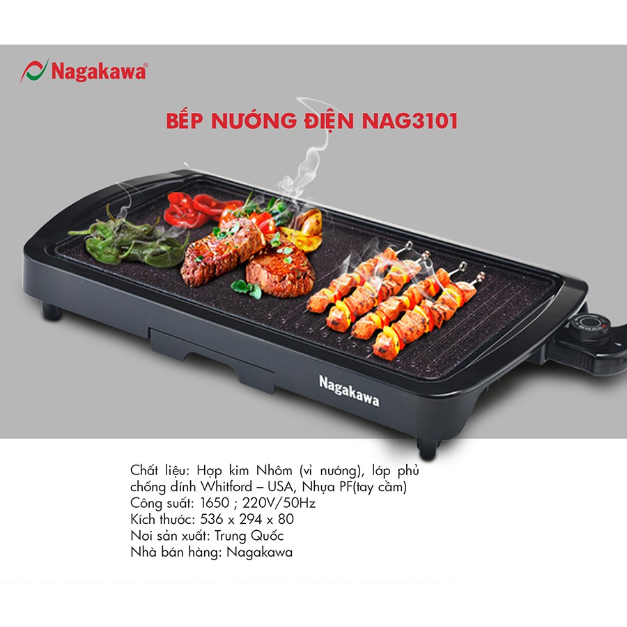 Bếp nướng điện Nagakawa NAG3101 (1650W)