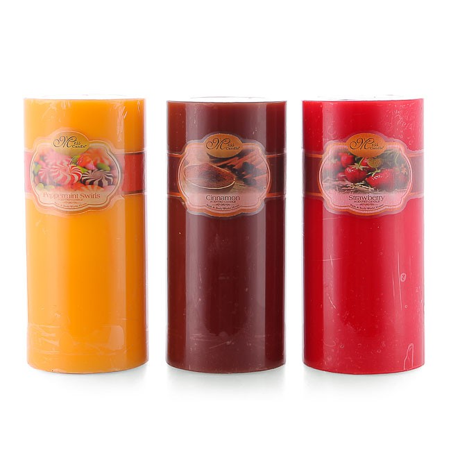 Bộ nến thơm Hạnh Phúc 15 - Bộ 3 nến thơm D7H15 Miss Candle MIC0277 7 x 15 cm (Nâu-đỏ-cam)