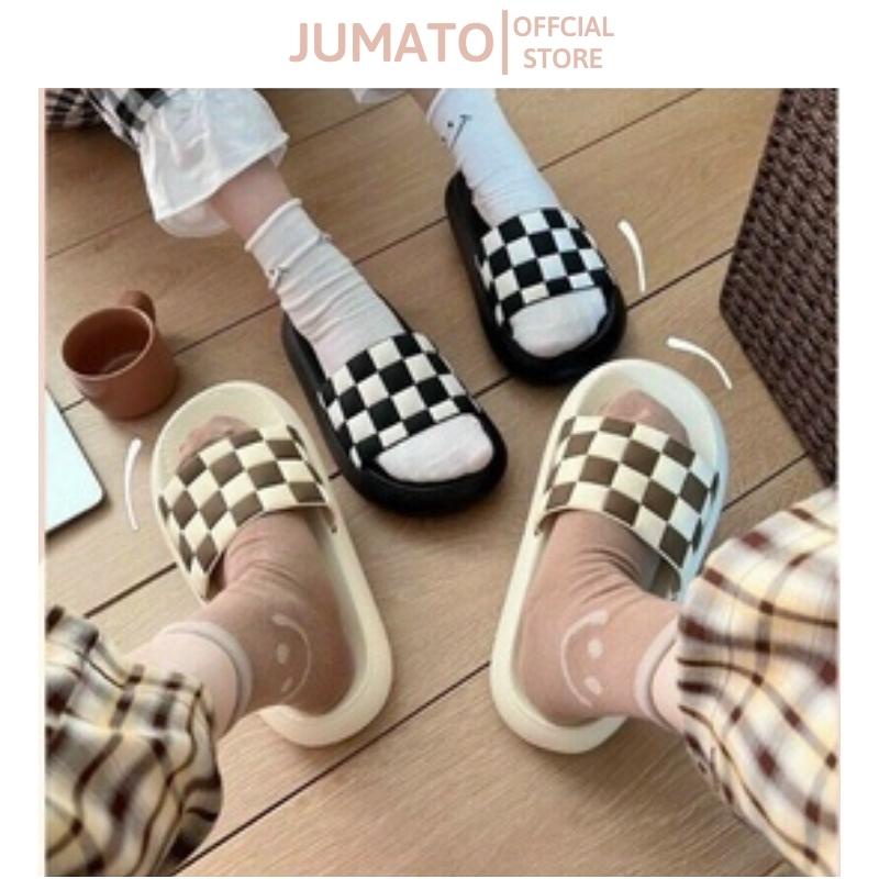 Dép lê nữ quai ngang dễ thương hình karo xinh chống trơn JUMATO