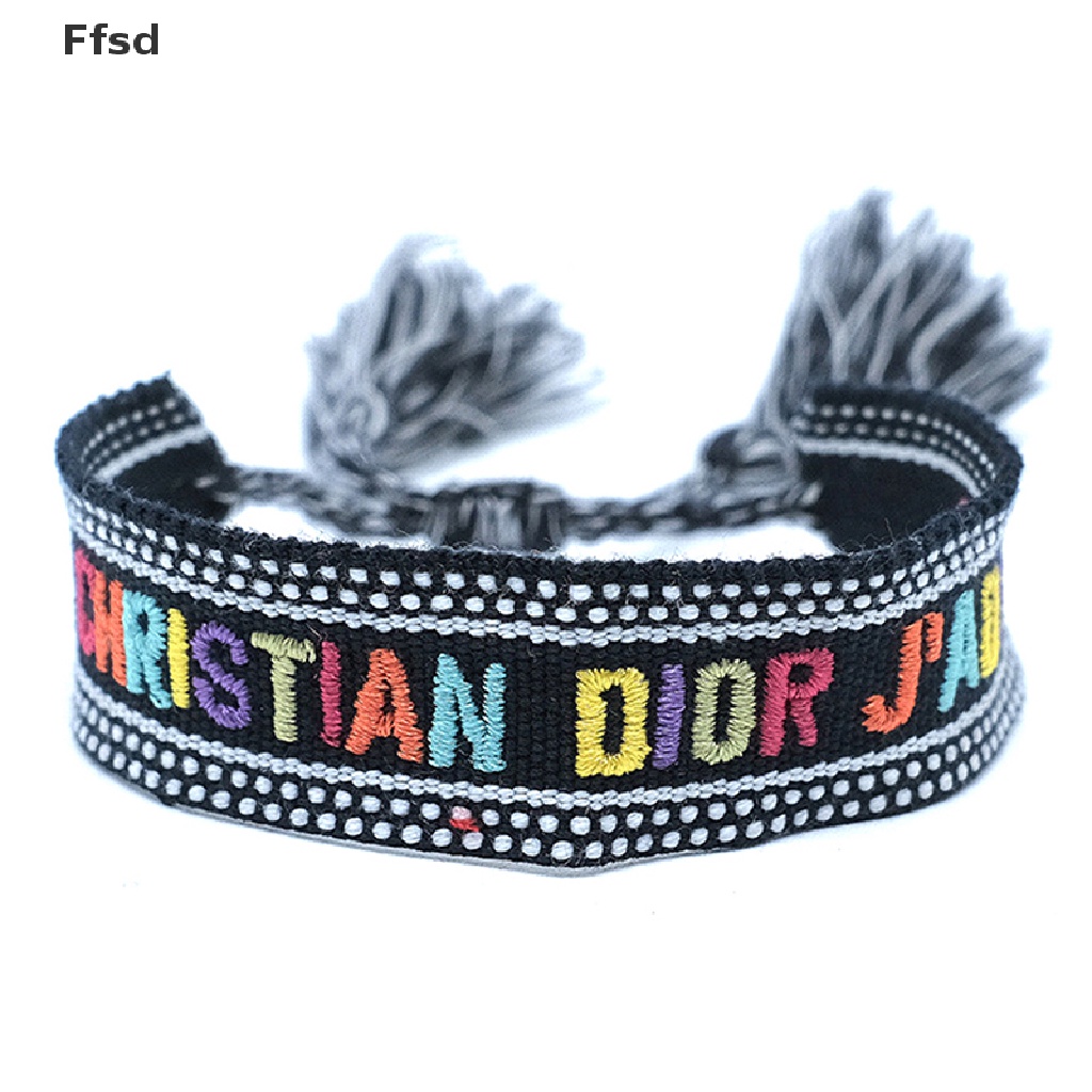 {Ffsd} Vòng Tay Dây Bện Phối Tua Rua Thêu Chữ Có Thể Điều Chỉnh Làm Quà Tặng Tình Bạn Cho Bạn Bè