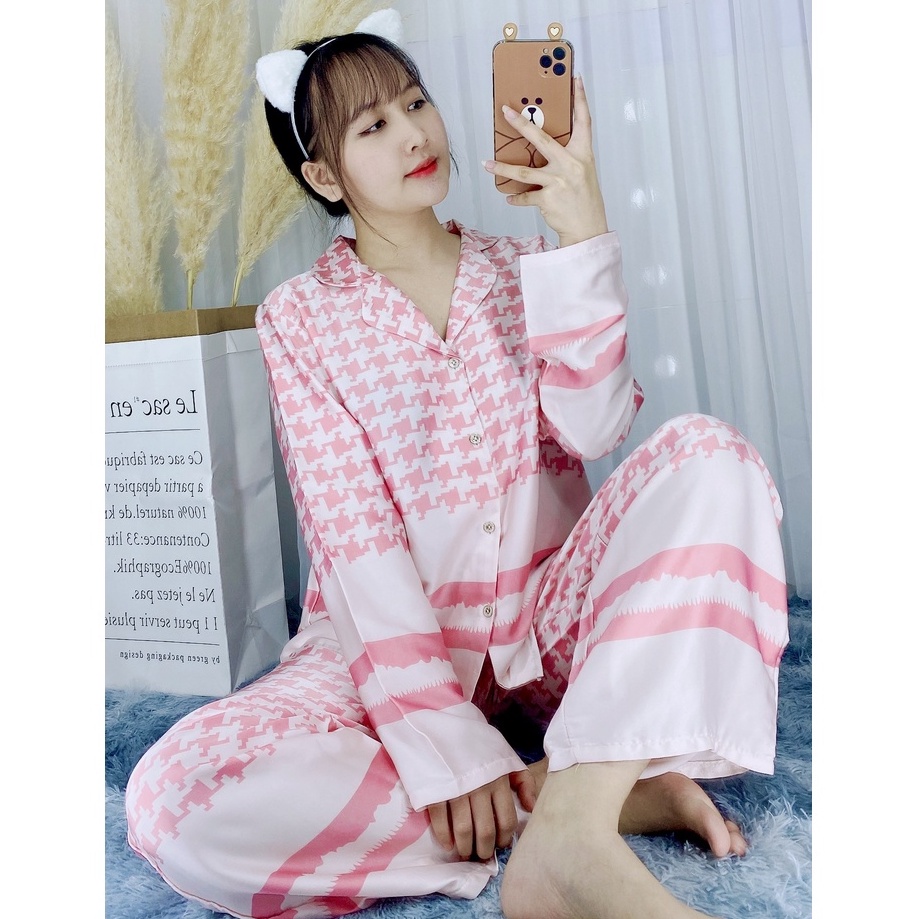 Đồ pijama nữ lụa latin cao cấp mềm mịn, pijama mặc nhà tay dài quần dài nhiều mẫu xinh xắn - MIE STORE