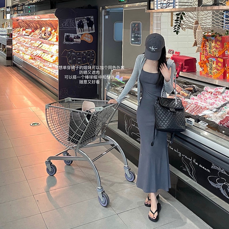 Đầm Đuôi Cá Hai Dây Dáng Dài Chất Liệu Cotton Thân Thiện Với Môi Trường