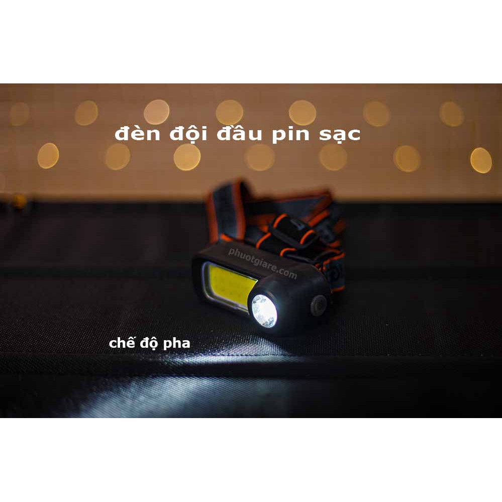 Đèn đội đầu xài pin sạc 2 chế độ cos pha