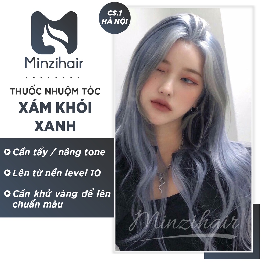 Nhuộm Tóc Màu Xám Khói Xanh [Trend 2021] - Cần Tẩy Tóc / Nâng Tone | Minzihair