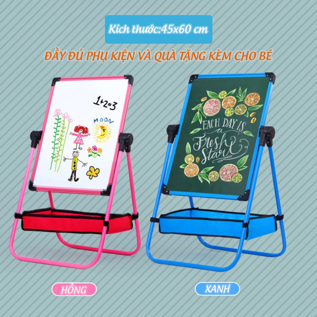 Bảng vẽ cho bé có 2 mặt xanh và trắng flipchart,nâng hạ chiều cao,giúp bé thông minh hơn trong học tập [ĐẦY ĐỦ PHỤ KIỆN]