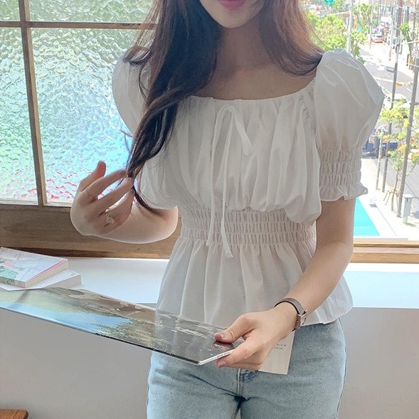 SUXI Áo Sơ Mi Dáng Rộng Màu Trơn Thời Trang Mùa Hè Hàn Quốc Dễ Thương