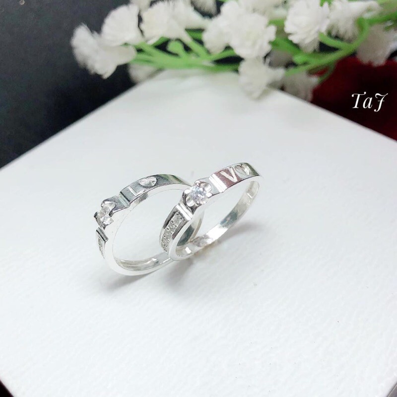 Cặp nhẫn đôi bạc ta chữ Love cao cấp