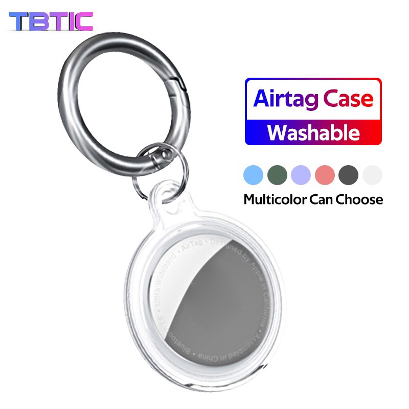 Vỏ bảo vệ TBTIC bằng silicon trong suốt kèm móc khóa thép không gỉ chống thất lạc cho Apple Airtag