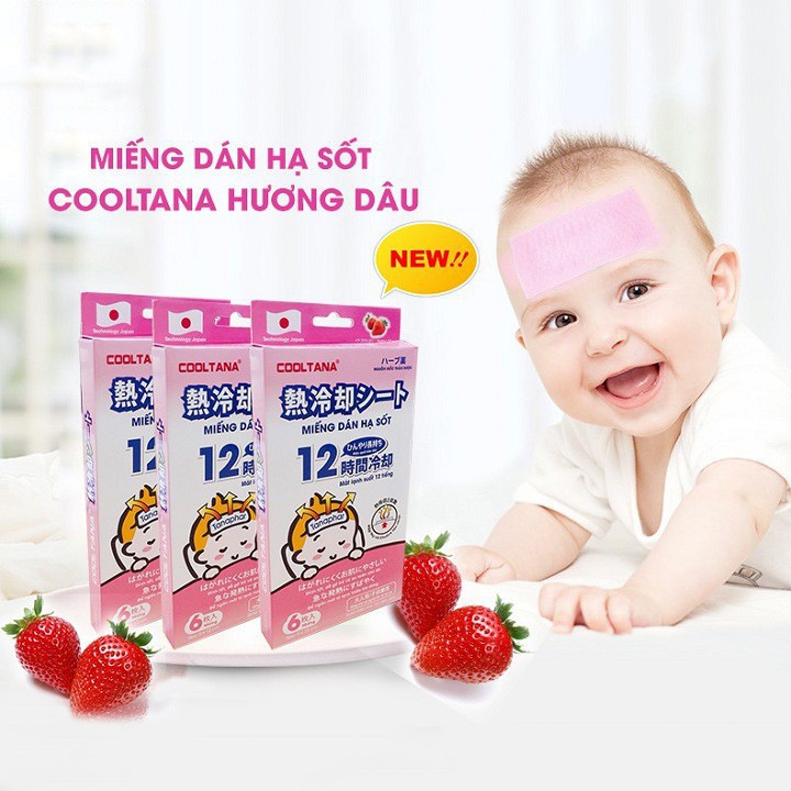 Miếng dán hạ sốt COOLTANA giúp hạ nhiệt, giảm sốt, giảm đau làm mát liên tục suốt 10 tiếng, hộp 06 miếng - Gutymart