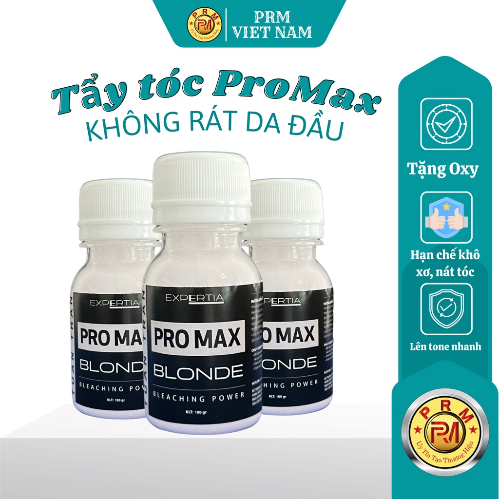 Thuốc tẩy tóc ProMax, Bột tẩy tóc cao cấp không xót da đầu, tặng kèm oxy trợ nhuộm và gang tay - PRM Việt Nam