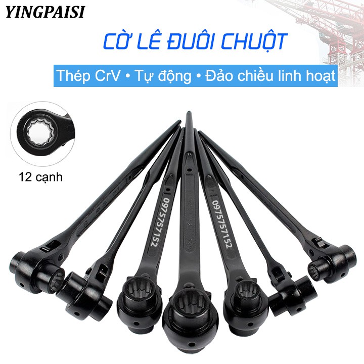 Cờ lê đuôi chuột, cờ lê giàn giáo tự động YINGPAISI thép cao cấp CR-V, tuýp giàn giáo đa năng 2 đầu