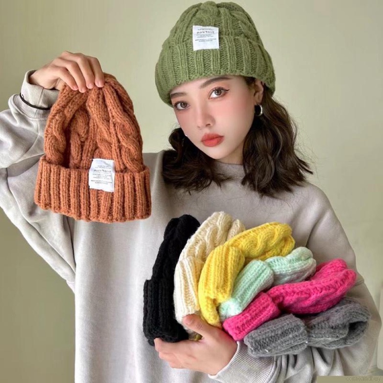 Mũ len ulzzang basicFREESHIPMũ Len Dệt Kim Màu Trơn Giữ Ấm Mùa Thu Đông Thời Trang Cho Cặp Đôi
