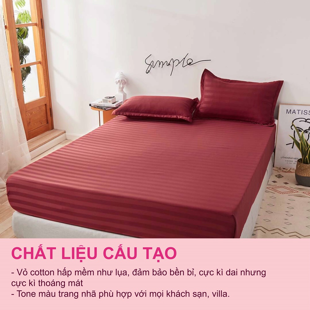 Bộ 3 MÓN GA GỐI Cotton 3F bóng, tiêu chuẩn khách sạn đủ size nệm Khách Sạn, Nhà Nghỉ, Homestay chuyên dùng