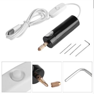 Máy khoan mini cầm tay dùng nguồn usb có công tắc trên dây kèm 3 mũi khoan