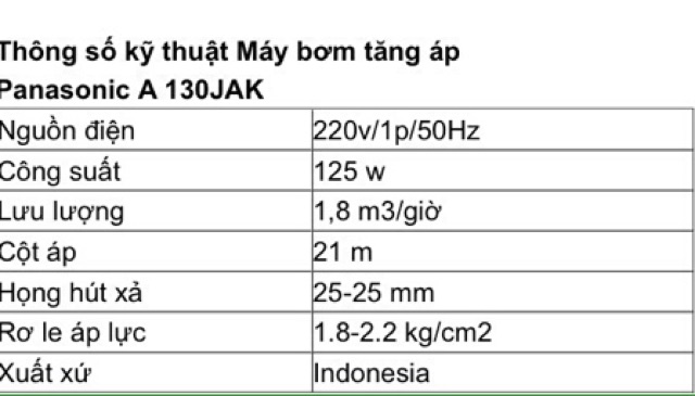 Máy bơm tăng áp panasonic